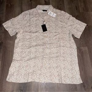 Tasso Elba SILK BLEND WOVN Short Sleeve Button Down